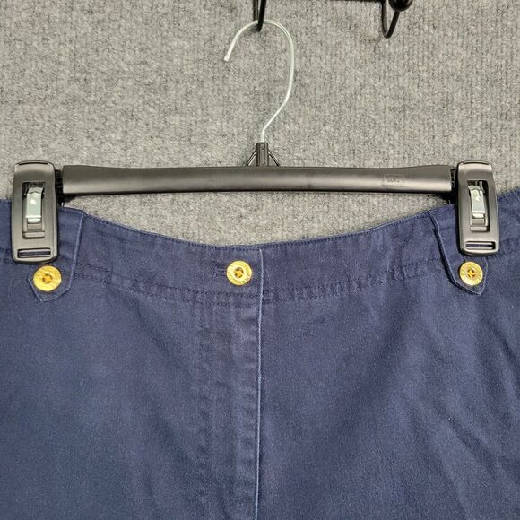 LAUREN RALPH LAUREN Blue Gold Button High Rise Cuffed Twill Chino Shorts SIZE 10 - Picture 4 of 14